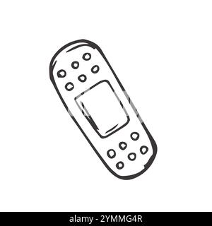 Adhesive plaster hand drawn outline doodle icon. Adhesive bandage as medical first aid concept vector sketch illustration Stock Vector