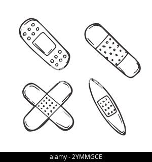 Sticking plaster vector sketch isolated on white background Stock Vector