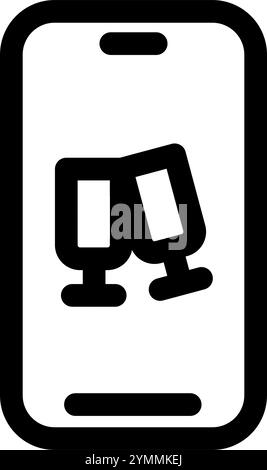 New year icon symbol- smartphone reminder with champagne icon Stock Vector