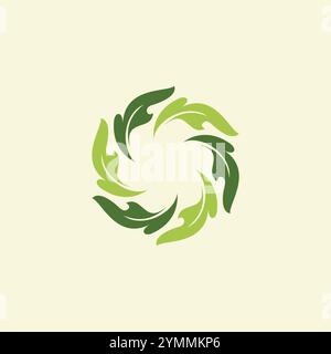 Circular Leaves Logo Design. Organic Symbol Icon Stock Vector