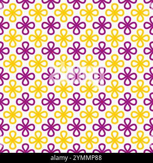 Vibrant seamless pattern of floral shapes on a clean white background. Playful design with colorful elements. Great for fashion, textiles, home decor, Stock Vector