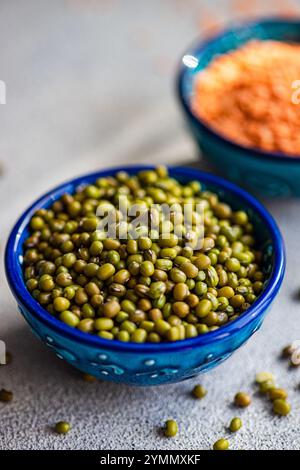 Raw beans in the bowl as a cooking concept Stock Photo