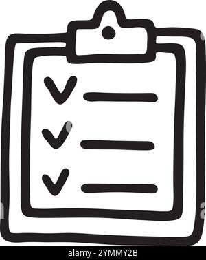 Doodle Clipboard icon. Infographic symbol. Line art style graphic ...