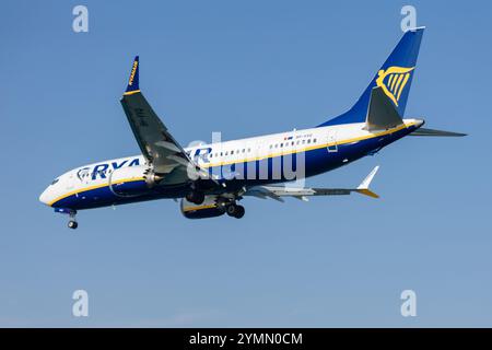 Corfu, Greece May 15, 2024: RYANAIR BOEING 737. Ryanair Ltd. The plane is landing at Kirkira airport Stock Photo