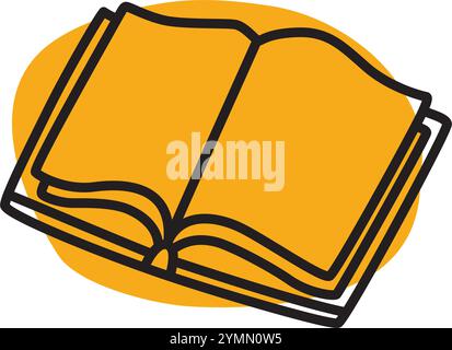 Doodle book icon handdrawn with thin line and colored with colorful blobs Stock Vector