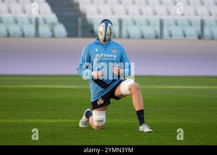 Turin, Turin, Italy. 22nd Nov, 2024. A moment of the Captain's Run training session of the Italian Rugby Team before the match against All Blacks New Zealand national team at Allianz Stadium in Turin, Italy. (Credit Image: © Matteo Secci/ZUMA Press Wire) EDITORIAL USAGE ONLY! Not for Commercial USAGE! Stock Photo