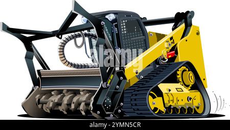 Vector Cartoon Mulcher Tractor. Available EPS-10 vector format separated by groups for easy edit Stock Vector