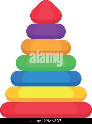 Pyramid color toy icon. Child educational puzzle isolated on white background Stock Vector