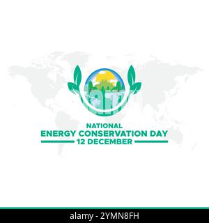 National Energy Conservation Day. December 14. Template for background, banner, card, poster with text inscription. Vector illustration. Stock Vector