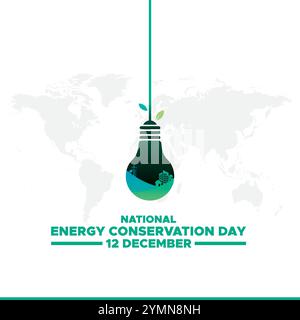 National Energy Conservation Day. December 14. Template for background, banner, card, poster with text inscription. Vector illustration. Stock Vector