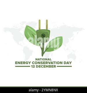 National Energy Conservation Day. December 14. Template for background, banner, card, poster with text inscription. Vector illustration. Stock Vector
