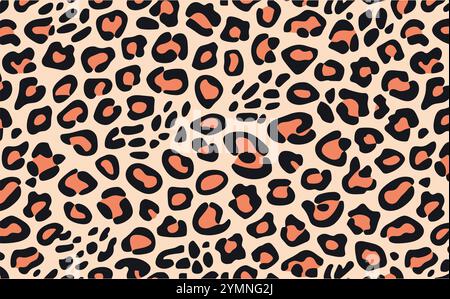 black and white leopard print pattern on the ground, flat illustration style, vector graphics, simple lines, minimalism, no shadows, white background Stock Vector