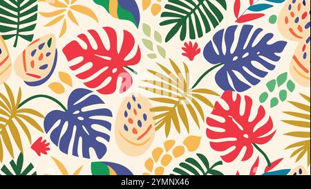 Bold Monstera Coastal Lines pattern. Vibrant Patterns for a Fresh and Lively Beach-Themed Design Stock Vector