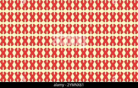 Bold Red X Shapes and Yellow Crescents Pattern on White Background. Modern Geometric Design for Autumn Stock Vector