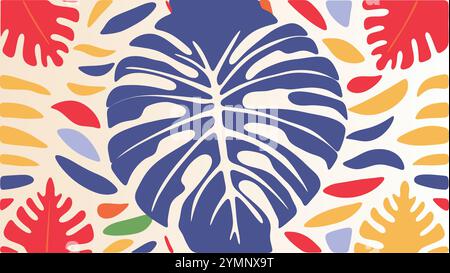 Bold Monstera Coastal Lines pattern. Vibrant Patterns for a Fresh and Lively Beach-Themed Design Stock Vector