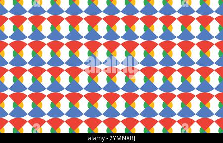 Colorful Geometric Abstract Pattern. Bold Modern Retro Design in Red, Blue, Green, and Yellow for Backgrounds, Wallpapers Stock Vector