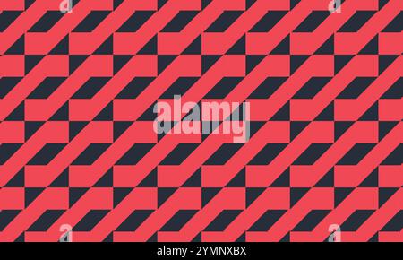 Bold Geometric Chevron Pattern, High Contrast Red and Black Optical Illusion Design, Abstract Modern Background, Retro Vibes for Digital Art Stock Vector