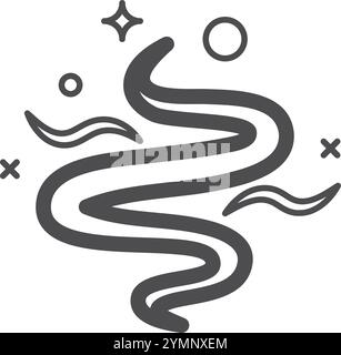 Smell or smoke effect black icon. Magic trail haze Stock Vector