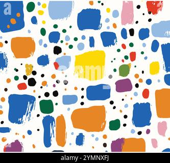 Colorful Seamless Background Of Square Blobs On White Background, Minimalist Backgrounds Stock Vector
