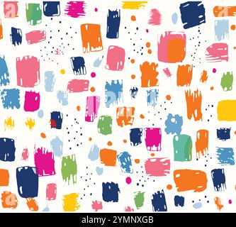 Colorful Seamless Background Of Square Blobs On White Background, Minimalist Backgrounds Stock Vector