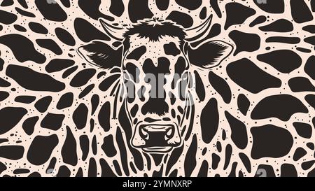 Cow texture pattern. Animal skin pattern. Spots of black color on a white background Stock Vector