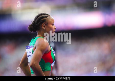 Fatoumata Binta Diallo participating in the 400 meters hurdles at the Paris 2024 Olympic Games. Stock Photo