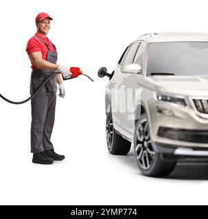 Male worker filling a SUV with fuel at a gas station Stock Photo - Alamy