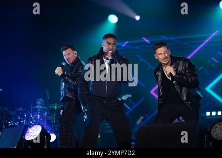 Naples, Na, Italy. 21st Nov, 2024. Naples, Italy. Blue (from left to right Duncan James, Simon Webbe and Lee Ryan), performs live at Palapartenope in Naples-Italy, November 21, 2024. (Credit Image: © Andrea Gul/SOPA Images via ZUMA Press Wire) EDITORIAL USAGE ONLY! Not for Commercial USAGE! Stock Photo