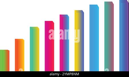 Growing Column Chart with Colorful Blocks Stock Vector