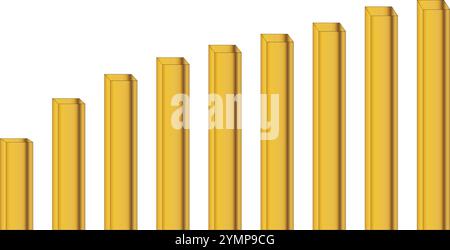 Growing Column Chart with Yellow Blocks Stock Vector