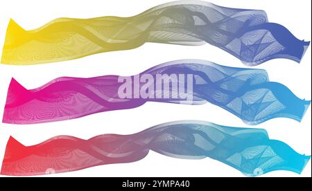 Small Net Smooth Wavy Color Flow Set Stock Vector