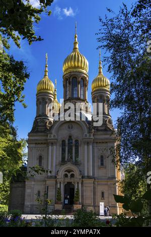 Russian Orthodox Church of St Elisabeth on the Neroberg, Wiesbaden, Hesse, Germany, Europe Stock Photo