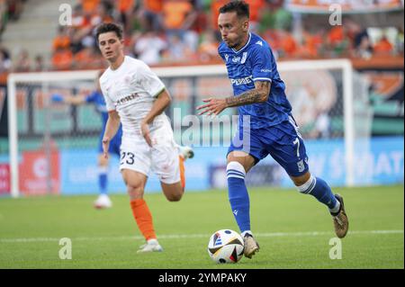 LUBIN, POLAND - AUGUST 17, 2024: Football match Polish PKO Ekstraklasa between KGHM Zaglebie Lubin vs Lech Poznan. Afonso Sousa Stock Photo