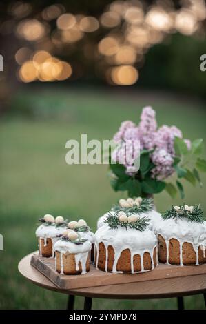 Easter cakes with flowers Stock Photo