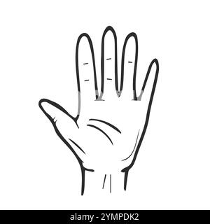 Doodle human hand. Vector body parts sketch. Isolated Stock Vector