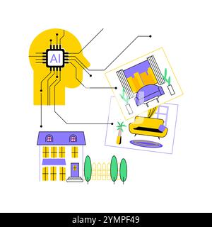 AI-Enhanced Interior Design abstract concept vector illustration Stock ...