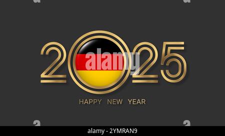 Happy New Year 2025 Germany with German Flag Stock Photo