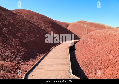 Painted Hills, Oregon: the red hills of the Painted Cove Trail. Stock Photo