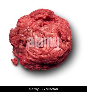 Ground Beef or minced meat on a white background as lean organic steak or grass fed cattle as a food ingredient for a carnivore diet or butcher shop p Stock Photo