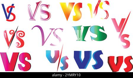 Versus set Bunddle of vs letters Collection of VS logo letters Stock Vector