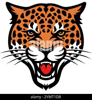 Head of Aggressive Jaguar Illustration Stock Vector