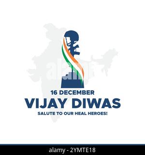 Vijay Diwas. Victory Day. 16 December 1971. Holiday Concept. Template for background with banner, poster and card. Vector illustration. Stock Vector