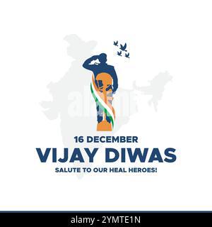 Vijay Diwas. Victory Day. 16 December 1971. Holiday Concept. Template for background with banner, poster and card. Vector illustration. Stock Vector