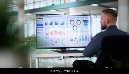 Data Analyst Using Data Analytics KPI Dashboard Stock Photo