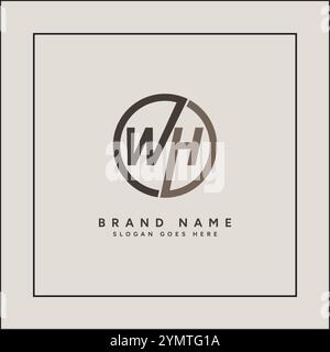 Vector Template for Initial Letter WH Logo - Elegant Monogram Logo for Alphabet W and H Stock Vector