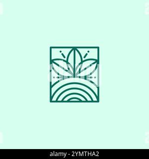 Nature Farm Field Simple Logo Design. Organic Logo Icon Stock Vector
