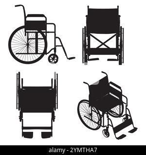 Set of silhouette empty wheelchairs on white background. Vector illustration Stock Vector