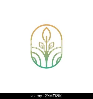 Nature Farm Field Simple Logo Design. Tree Growth Logo Design Stock Vector