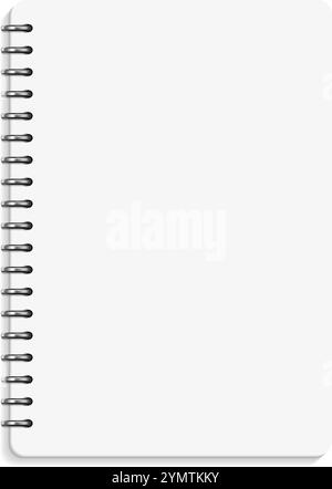 Spiral notebook open. White blank sheet template Stock Vector