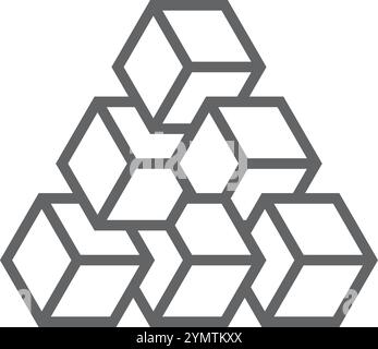 Abstract cube logo with impossible geometry. Isometric figure emblem Stock Vector